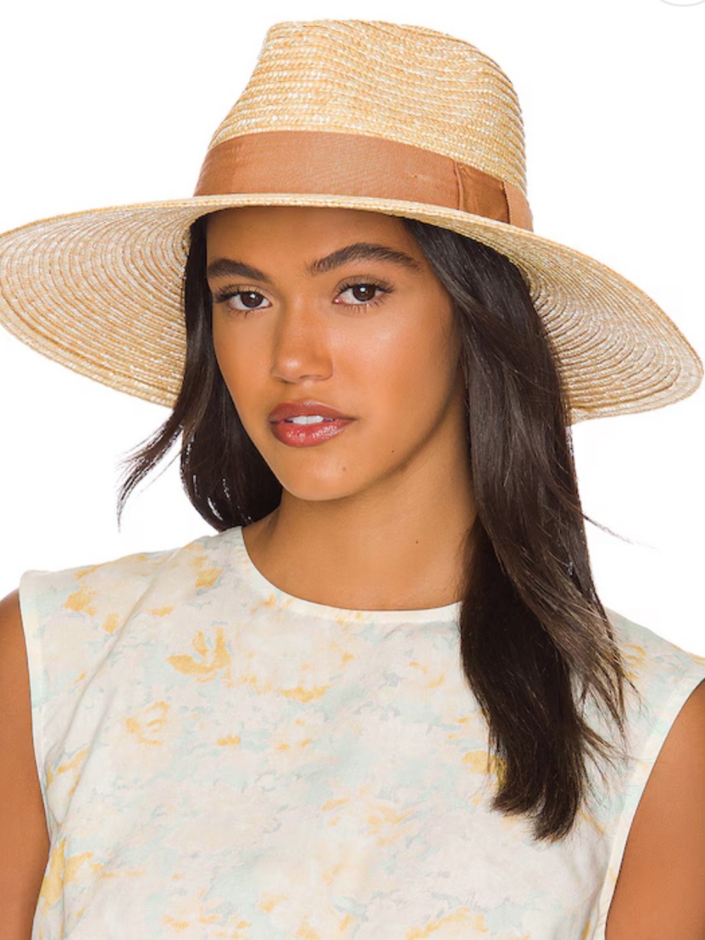 NWOT Brixton Natural Straw Sun Hat with Burgundy Trim